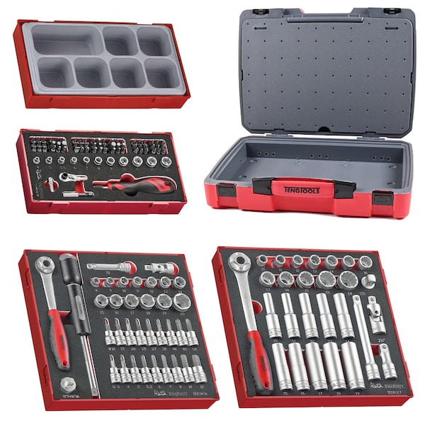 141 Piece 3/8 & 1/2 Inch Drive Socket & Bit Foam kit
